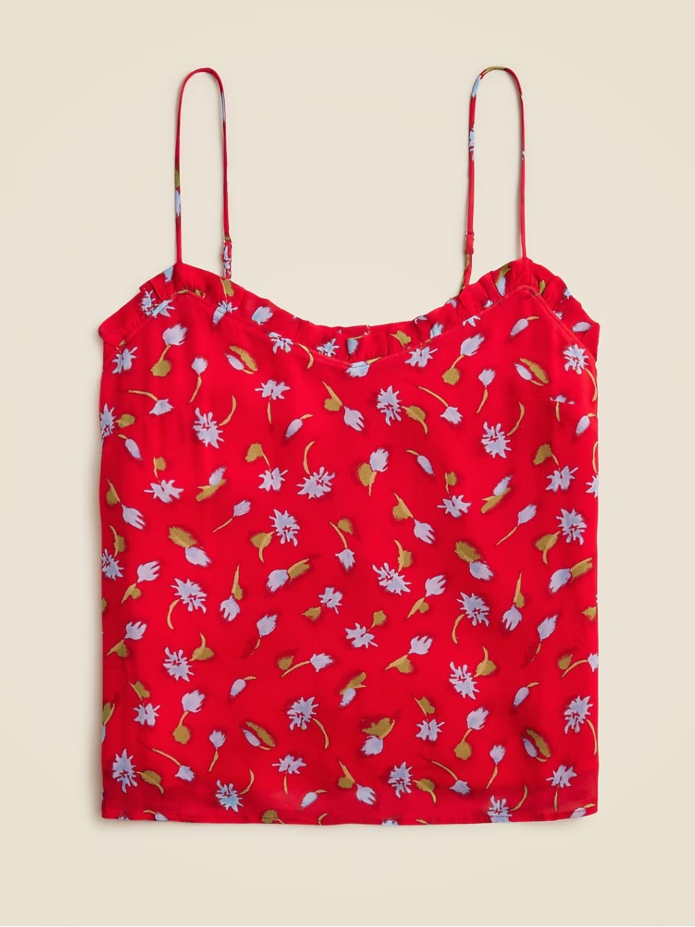 NWT J.Crew Ruffle-trim camisole in brushed daisy-print chiffon MSRP $89